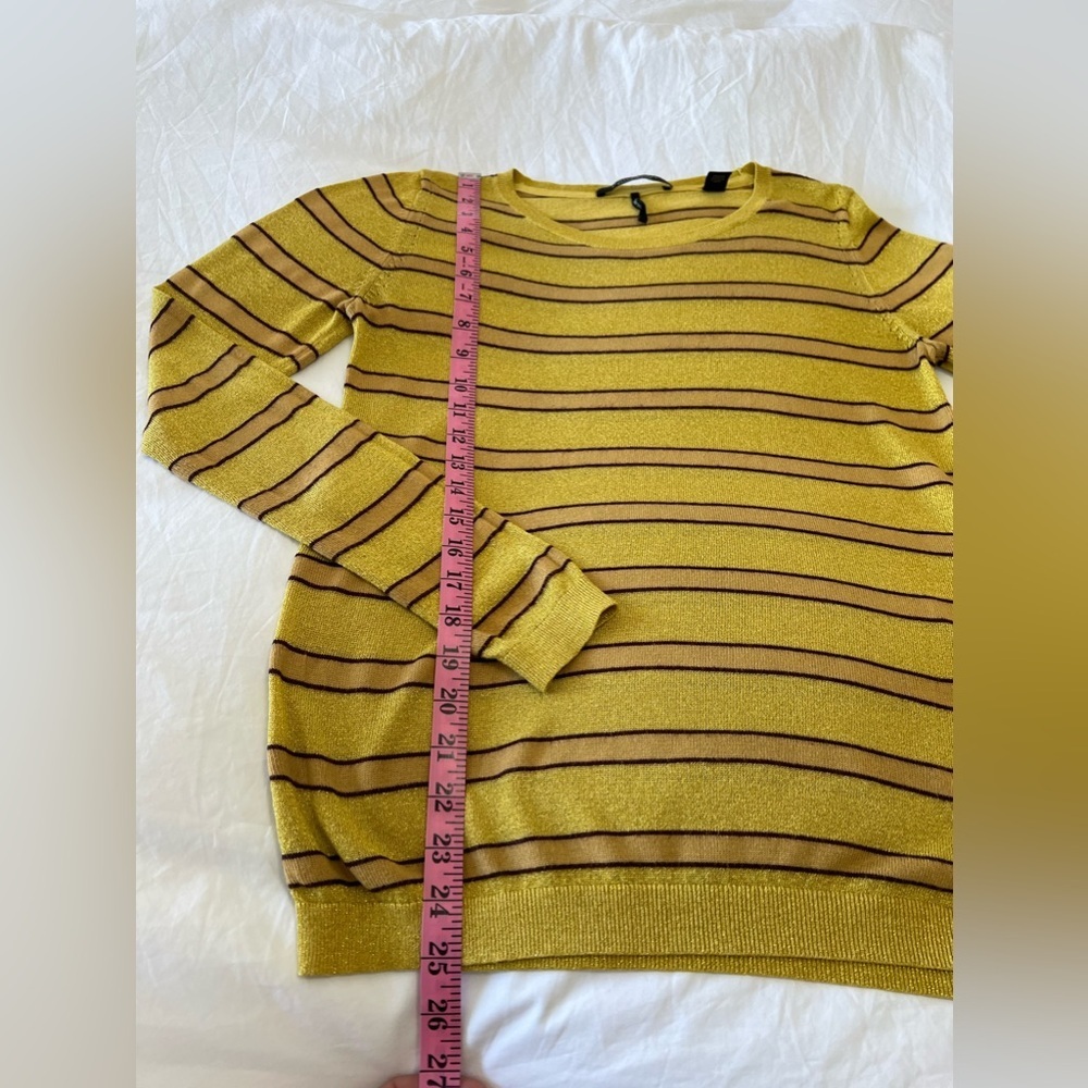 Scotch & Soda | Women’s SZ Small | Yellow Metallic Striped Long Sleeve Top - Picture 2 of 12